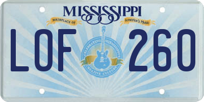 MS license plate LOF260