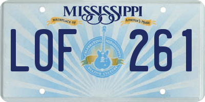 MS license plate LOF261
