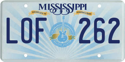 MS license plate LOF262