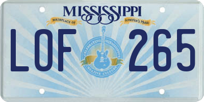 MS license plate LOF265