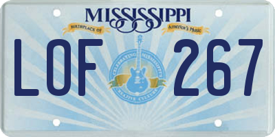 MS license plate LOF267