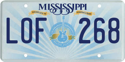 MS license plate LOF268