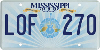 MS license plate LOF270