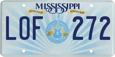 MS license plate LOF272