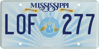MS license plate LOF277