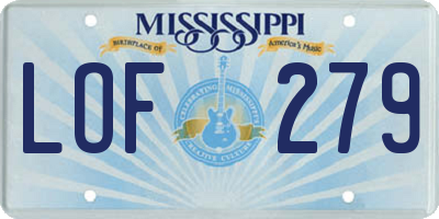 MS license plate LOF279