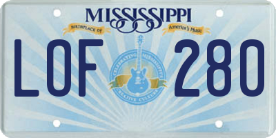 MS license plate LOF280