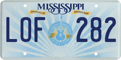 MS license plate LOF282