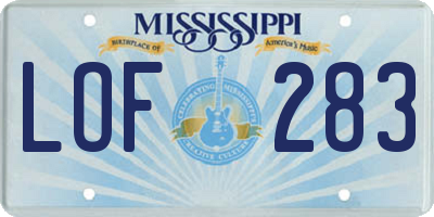 MS license plate LOF283