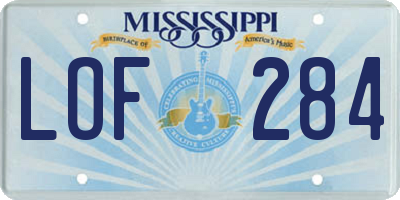 MS license plate LOF284