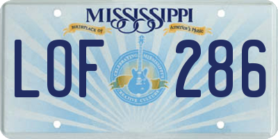 MS license plate LOF286