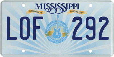 MS license plate LOF292