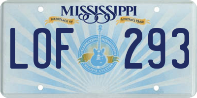 MS license plate LOF293