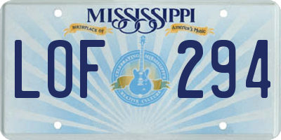 MS license plate LOF294