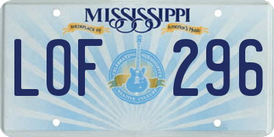 MS license plate LOF296