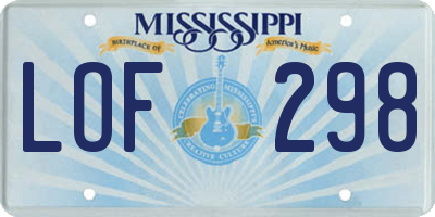 MS license plate LOF298