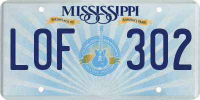 MS license plate LOF302