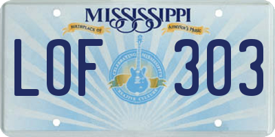 MS license plate LOF303