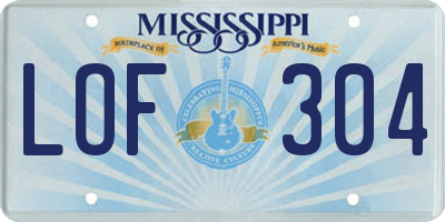 MS license plate LOF304