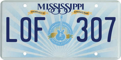 MS license plate LOF307