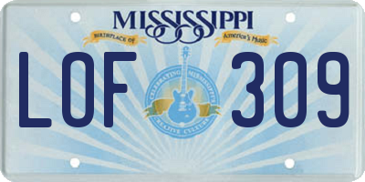 MS license plate LOF309