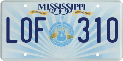MS license plate LOF310