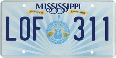 MS license plate LOF311