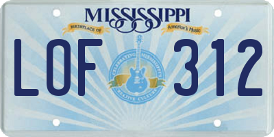 MS license plate LOF312