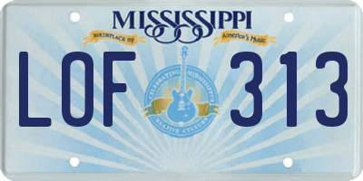 MS license plate LOF313