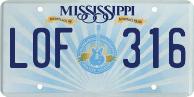 MS license plate LOF316