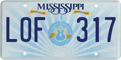 MS license plate LOF317