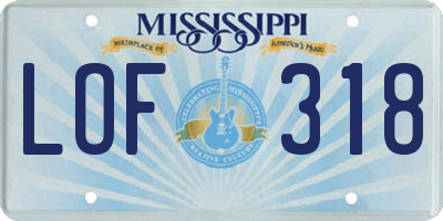 MS license plate LOF318