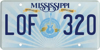 MS license plate LOF320