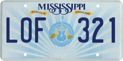 MS license plate LOF321
