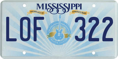 MS license plate LOF322