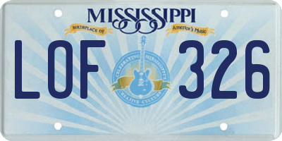 MS license plate LOF326