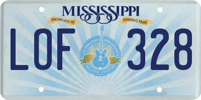 MS license plate LOF328