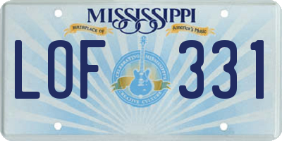 MS license plate LOF331