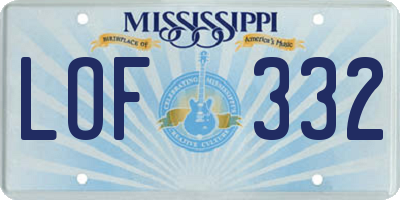 MS license plate LOF332