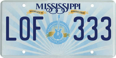 MS license plate LOF333