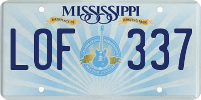 MS license plate LOF337