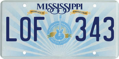 MS license plate LOF343