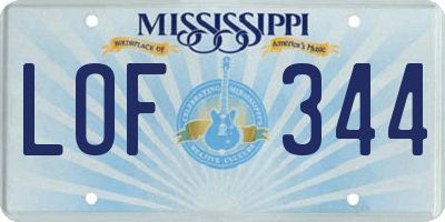 MS license plate LOF344
