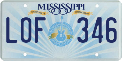 MS license plate LOF346