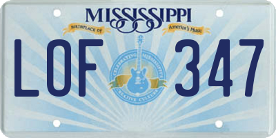 MS license plate LOF347