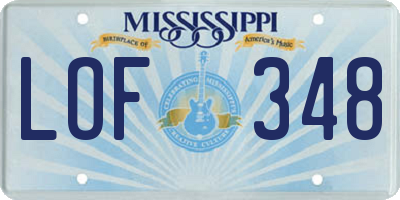 MS license plate LOF348