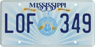 MS license plate LOF349