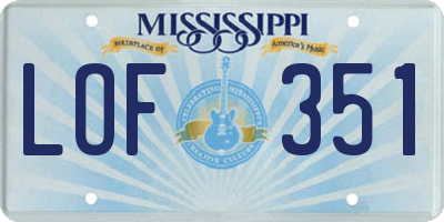 MS license plate LOF351
