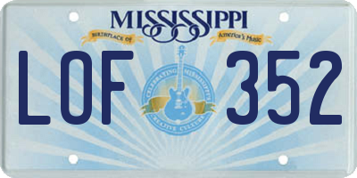 MS license plate LOF352