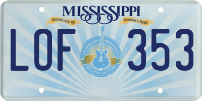 MS license plate LOF353